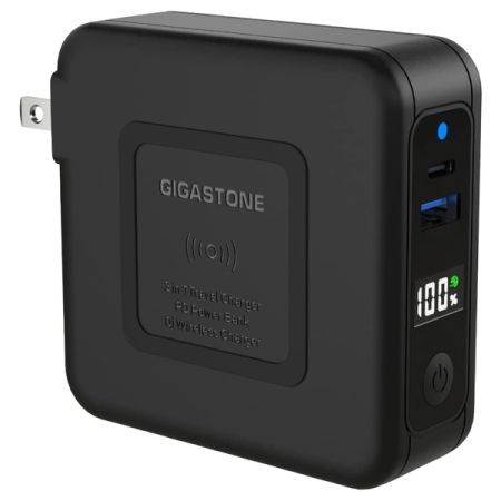 GIGASTONE(R) GS10000MAH31 QI 4IN1 TRVL WRLS CHRGBNK